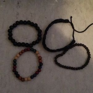 Leather and beaded bracelet bundle